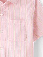 Boys Striped Oxford Button Up Shirt