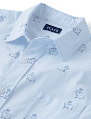 Mens Dad And Me Bunny Poplin Button Up Shirt