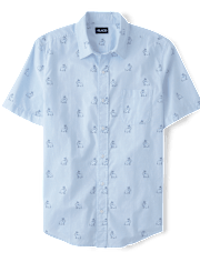Mens Dad And Me Bunny Poplin Button Up Shirt