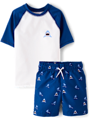 Boys Shark Rashguard Swimsuit