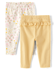 Baby Girls Floral Ruffle Leggings 2-Pack