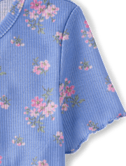Girls Floral Ribbed Pajamas