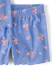Girls Floral Ribbed Pajamas