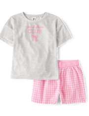 Girls Rise And Shine Club Gingham Pajamas