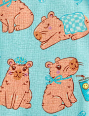 Girls Capybara Snug Fit Cotton Pajamas