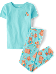 Girls Capybara Snug Fit Cotton Pajamas