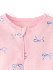Baby And Toddler Girls Bow Snug Fit Cotton Footed One Piece Pajamas