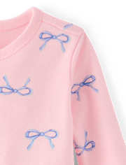 Baby And Toddler Girls Bow Snug Fit Cotton Footed One Piece Pajamas