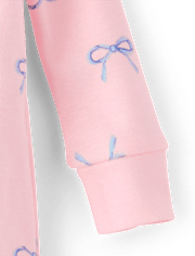 Baby And Toddler Girls Bow Snug Fit Cotton Footed One Piece Pajamas