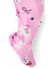 Baby And Toddler Girls Dog Snug Fit Cotton Footed One Piece Pajamas