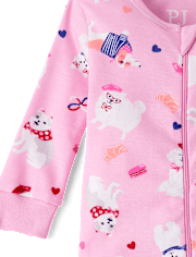 Baby And Toddler Girls Dog Snug Fit Cotton Footed One Piece Pajamas