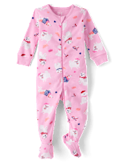 Baby And Toddler Girls Dog Snug Fit Cotton Footed One Piece Pajamas
