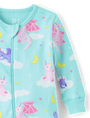 Pyjama une pièce en coton à motif dragon pour bébés et petites filles