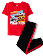 Pyjama en coton ajusté pour garçons, champion du contre-la-montre