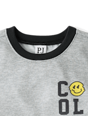 Boys Cool Emoji Plaid Pajamas