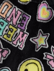 Girls Faux Patch Pajama Shorts - Cozy Fleece