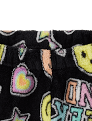 Girls Faux Patch Pajama Shorts - Cozy Fleece