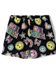 Girls Faux Patch Pajama Shorts - Cozy Fleece