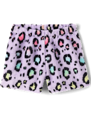 Girls Leopard Pajama Shorts - Cozy Fleece