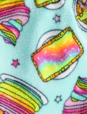 Girls Rainbow Breakfast Pajama Shorts - Cozy Fleece