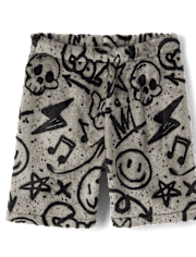 Boys Graffiti Pajama Shorts - Cozy Fleece