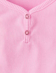 Girls Ribbed Henley Pajama Tank Top