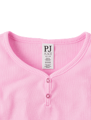 Girls Ribbed Henley Pajama Tank Top
