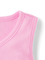 Girls Ribbed Henley Pajama Tank Top