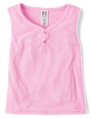 Girls Ribbed Henley Pajama Tank Top