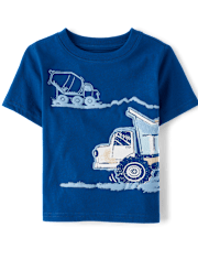 Baby And Toddler Boys Puff Print Construction Vehicle Tee