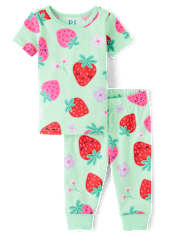 Baby And Toddler Girls Strawberry Snug Fit Cotton Pajamas
