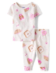 Baby And Toddler Girls Breakfast Snug Fit Cotton Pajamas
