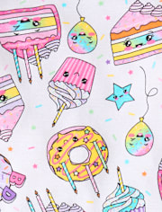 Baby And Toddler Girls Birthday Dessert Snug Fit Cotton Pajamas