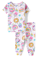 Baby And Toddler Girls Birthday Dessert Snug Fit Cotton Pajamas