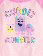 Baby And Toddler Girls Cuddly Monster Snug Fit Cotton Pajamas