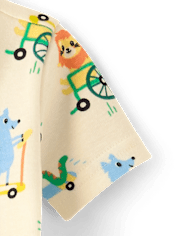 Pyjama en coton ajusté à motif de roues d'animaux pour bébés et petits garçons
