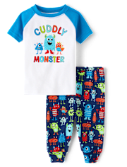 Baby And Toddler Boys Cuddly Monster Snug Fit Cotton Pajamas