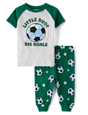 Baby And Toddler Boys Big Soccer Goals Snug Fit Cotton Pajamas