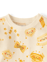 Pyjama en coton ajusté pour bébés et tout-petits, motif pâtes, amis