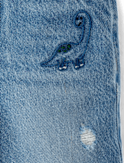 Baby And Toddler Boys Embroidered Dino Jean Shorts
