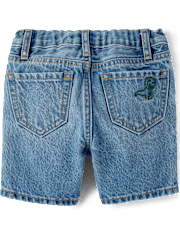Baby And Toddler Boys Embroidered Dino Jean Shorts