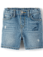 Baby And Toddler Boys Embroidered Dino Jean Shorts