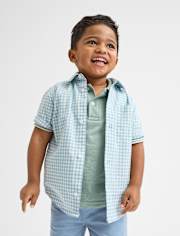 Baby And Toddler Boys Gingham Poplin Button Up Shirt