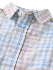 Baby And Toddler Boys Gingham Poplin Button Up Shirt