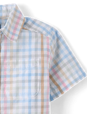 Chemise boutonnée en popeline vichy pour bébés et petits garçons