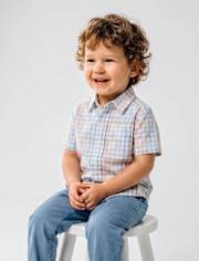 Chemise boutonnée en popeline vichy pour bébés et petits garçons