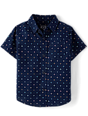 Baby And Toddler Boys Print Poplin Button Up Shirt