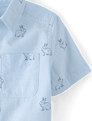 Chemise à boutons en popeline à motif lapin « Papa et moi » pour bébés et petits garçons