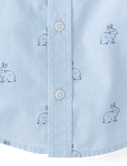 Chemise à boutons en popeline à motif lapin « Papa et moi » pour bébés et petits garçons