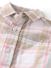 Baby And Toddler Boys Plaid Poplin Button Up Shirt